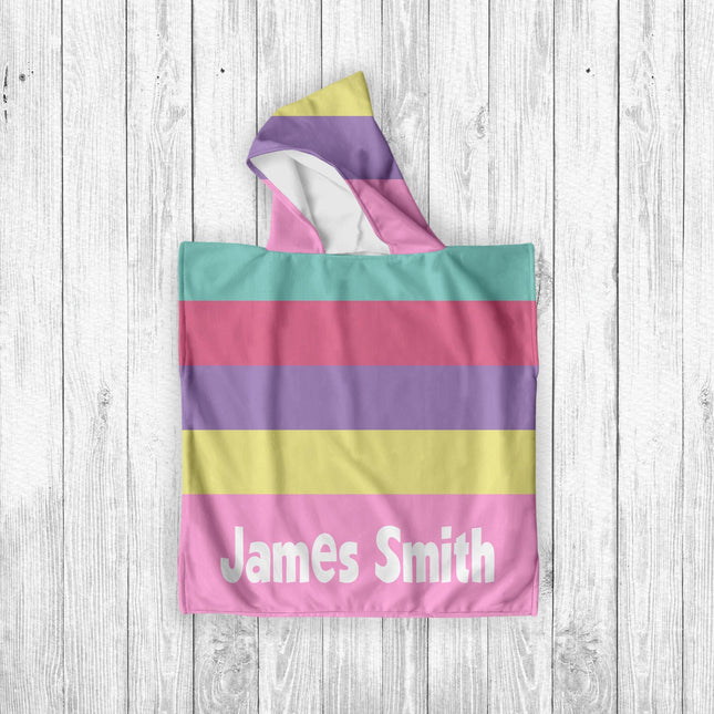 Retro Stripe Personalized Beach Towel: Custom Name Bath & Pool Towel