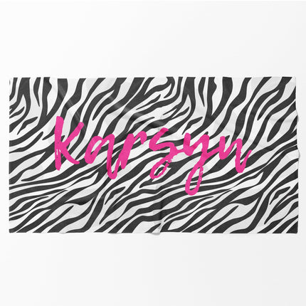 Personalized Animal Print Beach Towel: Custom Name Bath & Pool Towel