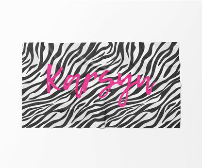 Personalized Animal Print Beach Towel: Custom Name Bath & Pool Towel