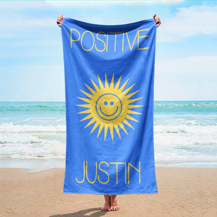 Personalized Smile Face Beach Towel: Custom Name Retro Bath & Pool Towel