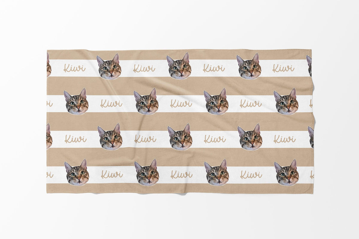 Custom Pet Portrait Beach Towel: Personalized Dog/Cat Photo Gift