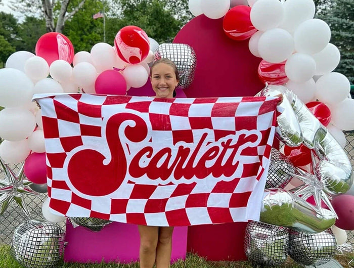 Personalized Retro Checker Beach Towel: Custom Name Gift