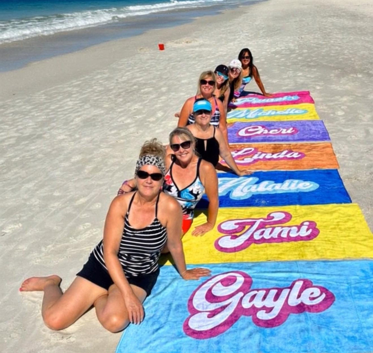 Personalized Retro Beach Towel: Custom Name, Vacation Gift