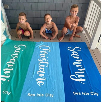 Personalized Script Beach Towel: Custom Name, Vacation Gift