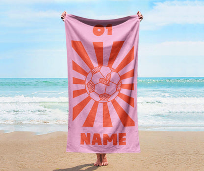 Personalized Smile Face Beach Towel: Custom Name Bath & Pool Towel