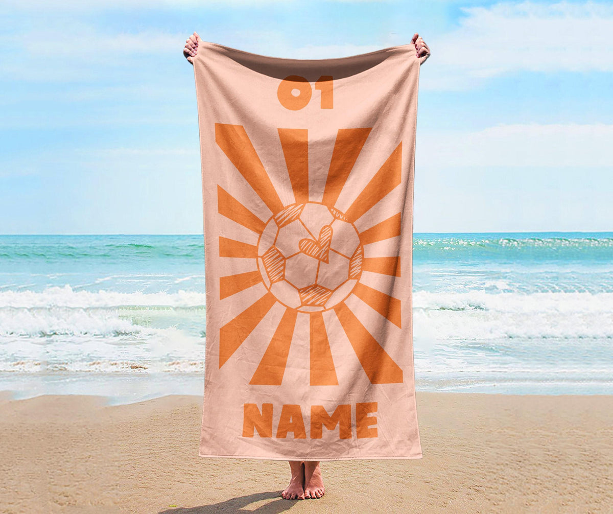 Personalized Smile Face Beach Towel: Custom Name Bath & Pool Towel