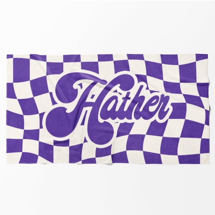Personalized Retro Checker Beach Towel: Custom Name Gift