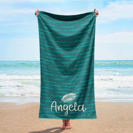 Personalized Beach Towel: Bold Font Custom Name, Tropical Design