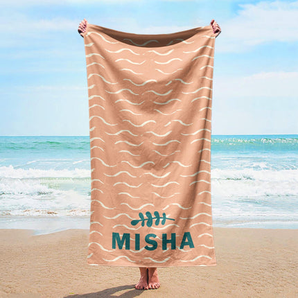 Personalized Beach Towel: Bold Font Custom Name, Tropical Design