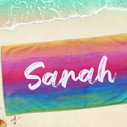 Personalized Tie Dye Beach Towel: Custom Name, Soft Cotton-Poly Blend