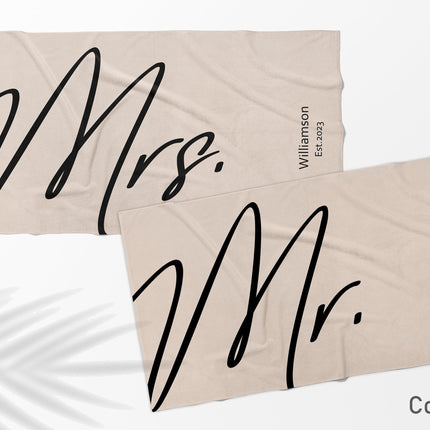 Personalized Mr. & Mrs. Beach Towels, Honeymoon Gift