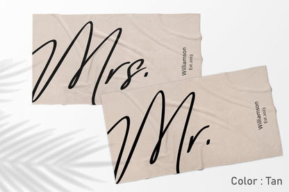 Personalized Mr. & Mrs. Beach Towels, Honeymoon Gift