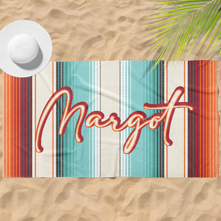 Personalized Aztec Beach Towel: Retro Font Custom Name