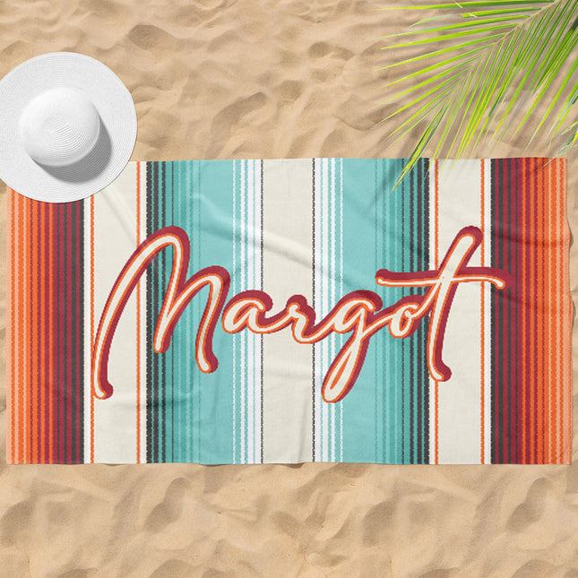 Personalized Aztec Beach Towel: Retro Font Custom Name