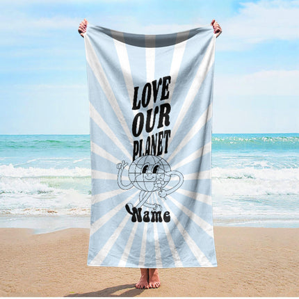 Retro Beach Towel: Personalized Groovy Flower Name Towel