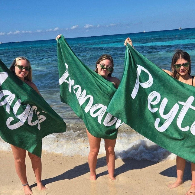 Personalized Beach Towel: Bold Font Custom Name, Vacation Gift