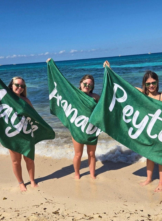 Personalized Beach Towel: Bold Font Custom Name, Vacation Gift