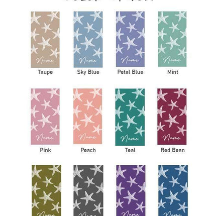 Personalized Starfish Beach Towel: Custom Name, Vacation Gift