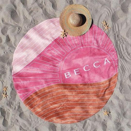 Personalized Round Beach Towel: Multi-Color Custom Name Pool Towel