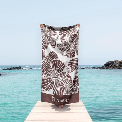 Personalized Floral Beach Towel: Custom Name Bath & Pool Towel