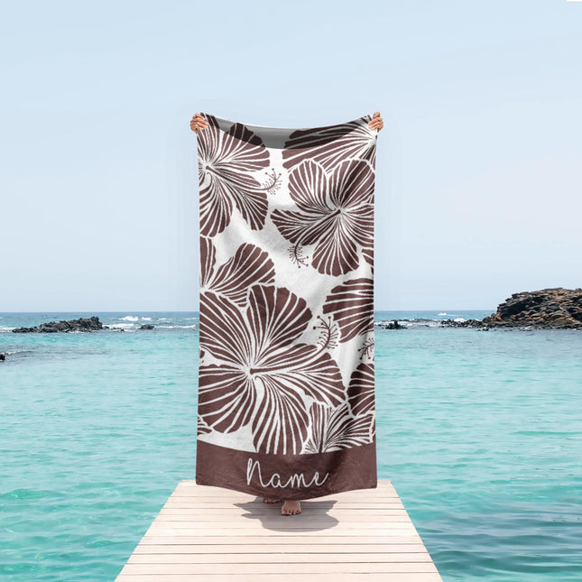 Personalized Floral Beach Towel: Custom Name Bath & Pool Towel