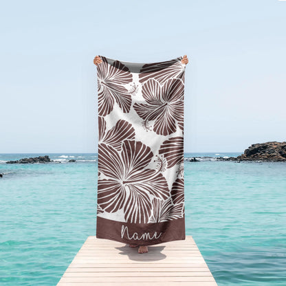 Personalized Floral Beach Towel: Custom Name Bath & Pool Towel