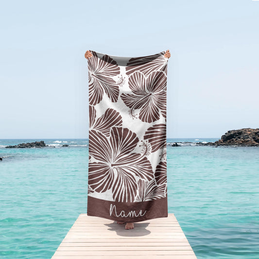 Personalized Floral Beach Towel: Custom Name Bath & Pool Towel