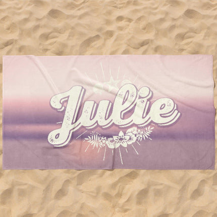Retro Personalized Beach Towel: Custom Name, Vibrant Colors