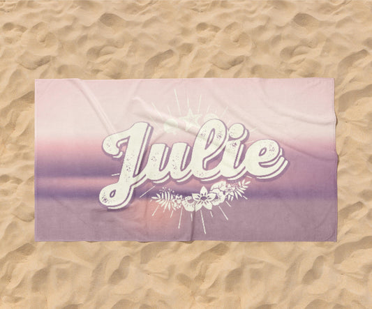 Retro Personalized Beach Towel: Custom Name, Vibrant Colors