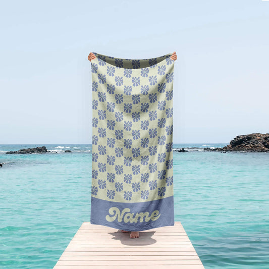 Personalized Daisy Beach Towel: 70s Boho Custom Name Gift
