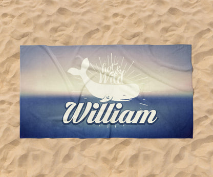 Retro Personalized Beach Towel: Custom Name, Vacation Gift