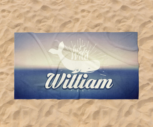 Retro Personalized Beach Towel: Custom Name, Vacation Gift