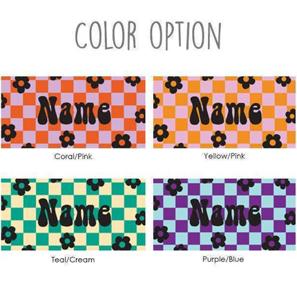 Personalized Retro Checker Beach Towel: 70s Style Custom Name Bath Towel