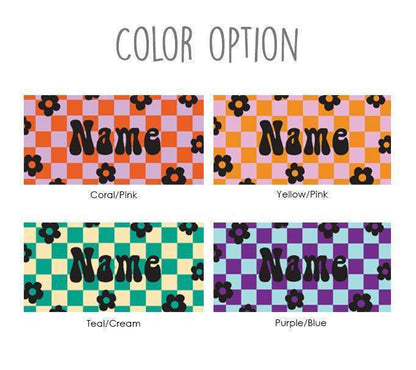 Personalized Retro Checker Beach Towel: 70s Style Custom Name Bath Towel