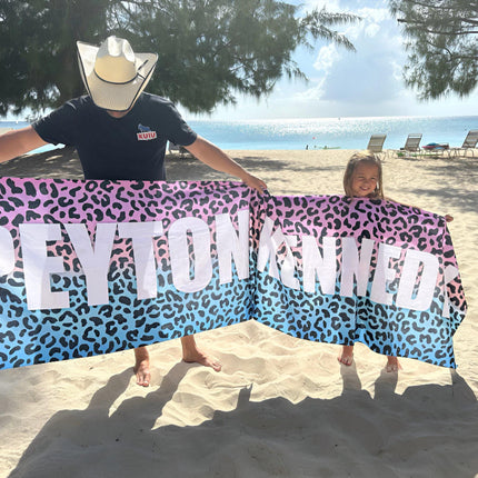 Personalized Animal Print Beach Towel: Custom Name Pool Towel