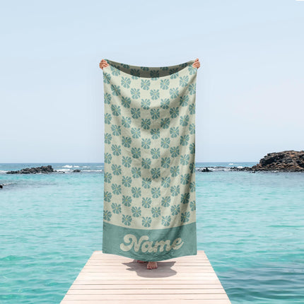 Personalized Daisy Beach Towel: 70s Boho Custom Name Gift
