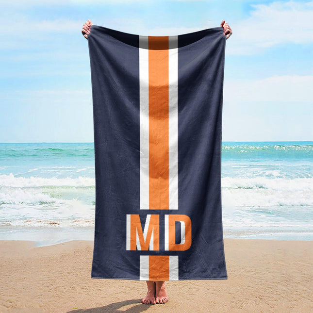 Personalized Stripe Beach Towel: Custom Name Bath & Pool Towel