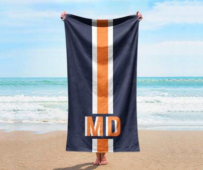 Personalized Stripe Beach Towel: Custom Name Bath & Pool Towel
