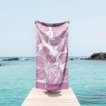 Personalized Floral Beach Towel: Custom Name Bath & Pool Towel