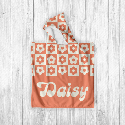 Personalized Retro Beach Towel: Custom Name Gift, Soft Cotton