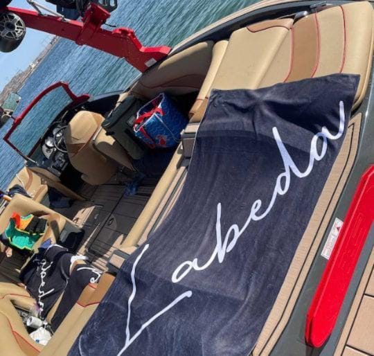Personalized Beach Towel: Custom Name, Bold Font, Vacation Gift
