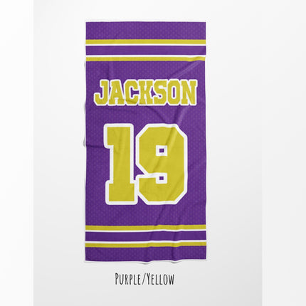 Personalized Sports Team Beach Towel: Custom Name, Retro Design
