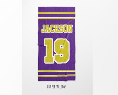 Personalized Sports Team Beach Towel: Custom Name, Retro Design