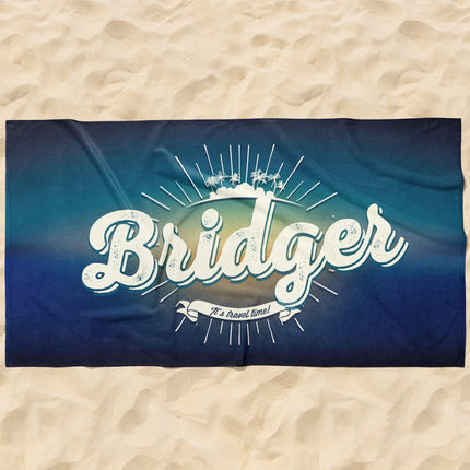 Retro Personalized Beach Towel: Custom Name, Vibrant Colors