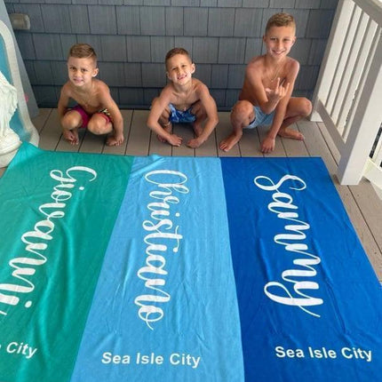 Personalized Script Name Beach Towel: Custom Vacation Gift