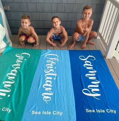 Personalized Script Name Beach Towel: Custom Vacation Gift