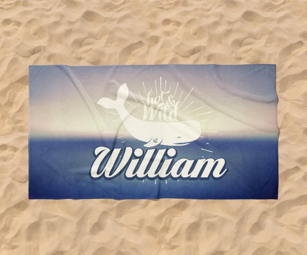 Personalized Beach Towel: Custom Name, Retro Design