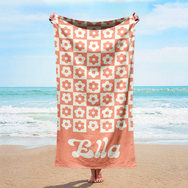 Personalized Retro Beach Towel: Custom Name Gift