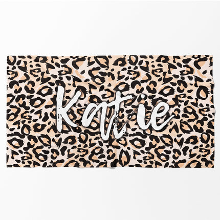 Personalized Animal Print Beach Towel: Custom Name Pool Towel