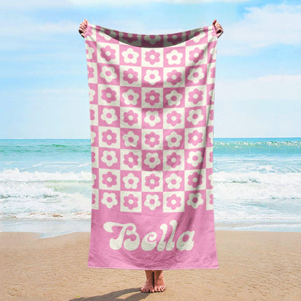 Personalized Retro Beach Towel: Custom Name Gift